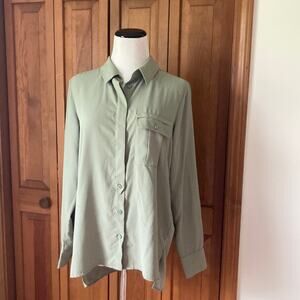 Topshop Green Buttondown Shirt, Size 6